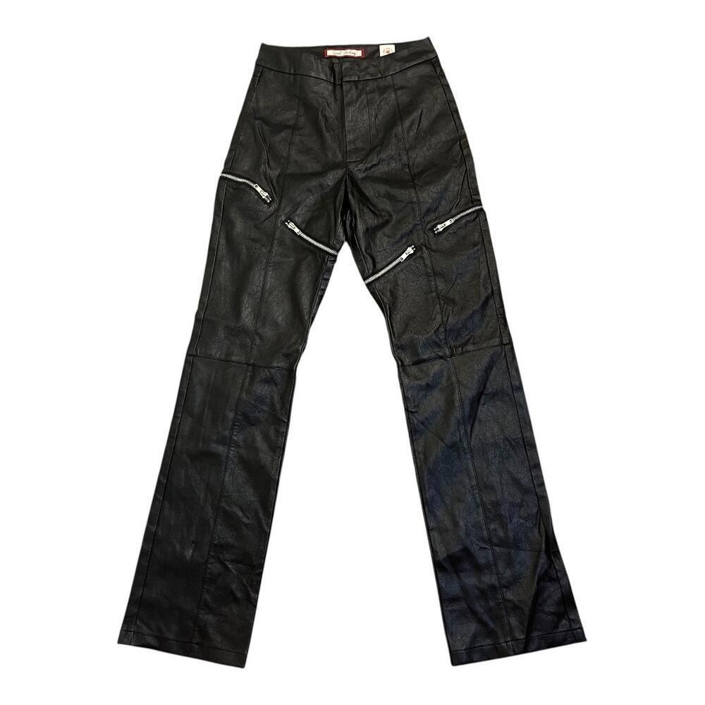Sweet Chilling Faux‎ Leather Pants Black Zipper Legs Size 26